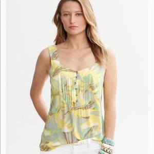 Banana Republic Tropical Print Pintuck Tank
